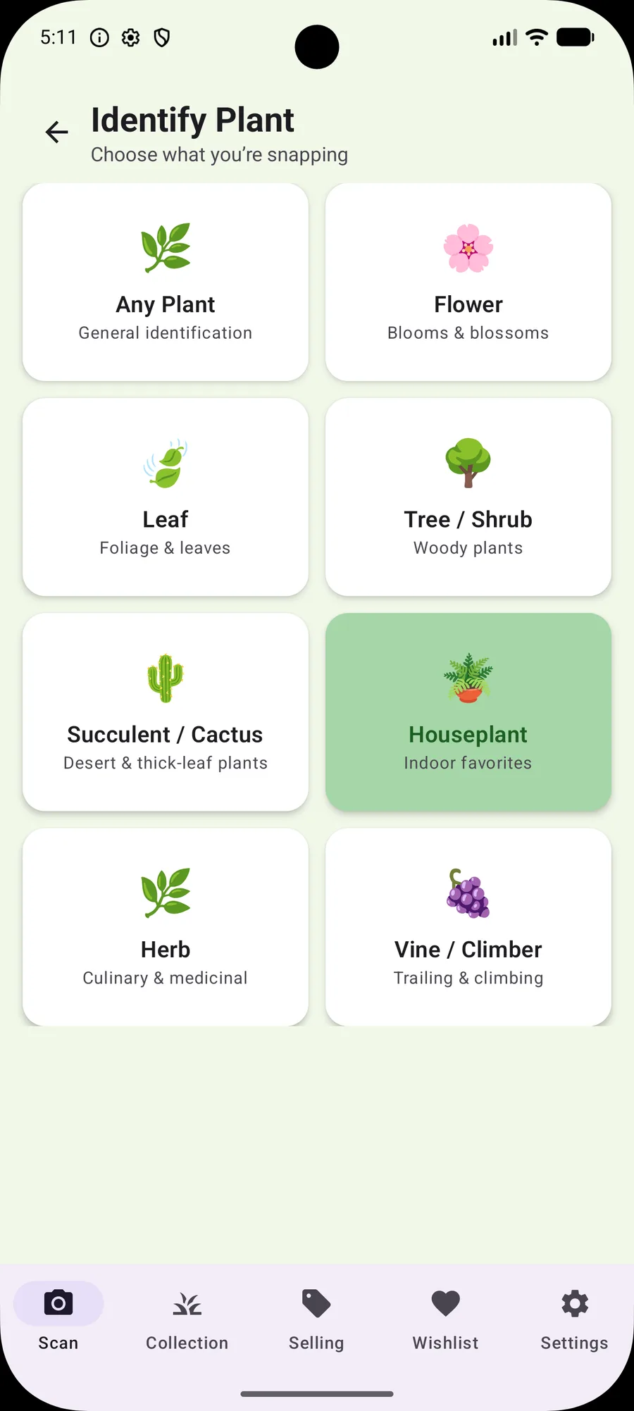 Android Identify Plant categories